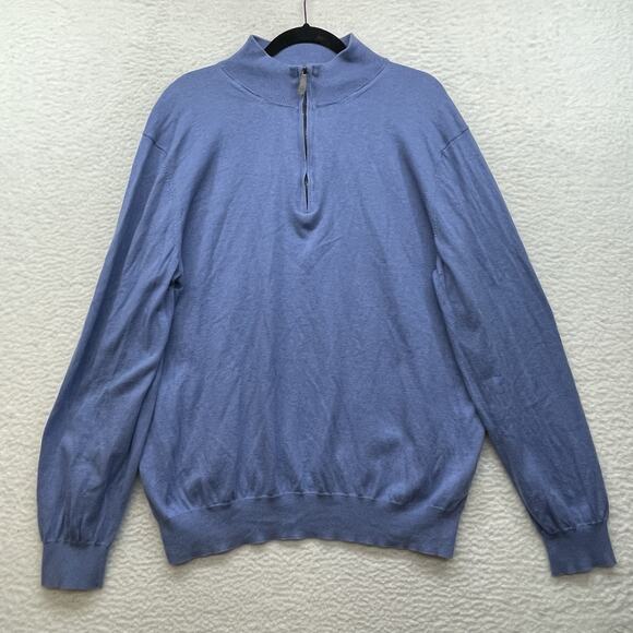 Vineyard Vines Sweater Mens XL Blue Thaxter Quarter Zip Cotton Cashmere Pullover - Picture 1 of 11